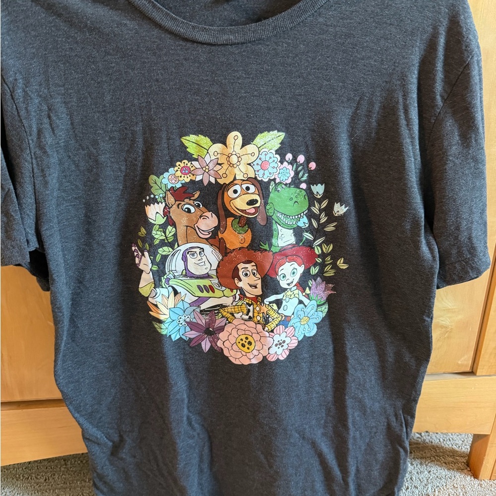 Toy Story Floral Crewneck Graphic Tee - Charcoal